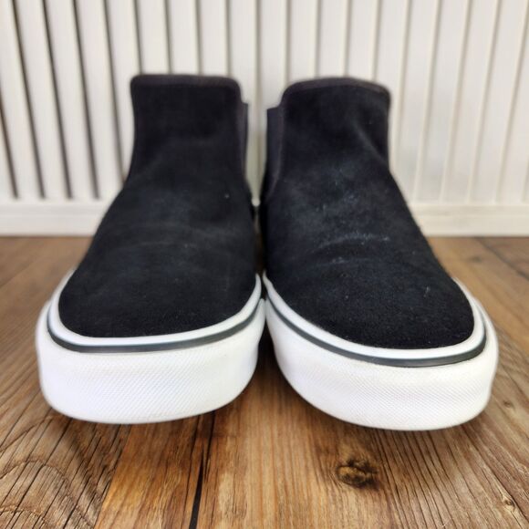 Vans Asher Mid Womens Sz 8 Black Suede Pull On Chelsea Ankle Sneaker Boots Shoes - Picture 2 of 9